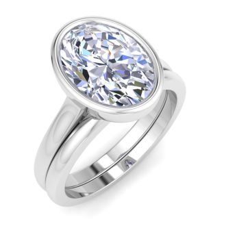 3 Carat Oval Shape Lab Grown Diamond Ring In Sterling Silver, Solitaire