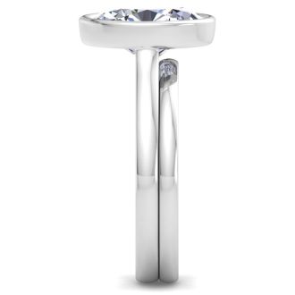 3 Carat Oval Shape Lab Grown Diamond Ring In Sterling Silver, Solitaire