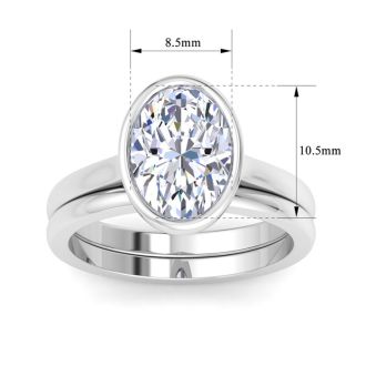3 Carat Oval Shape Lab Grown Diamond Ring In Sterling Silver, Solitaire