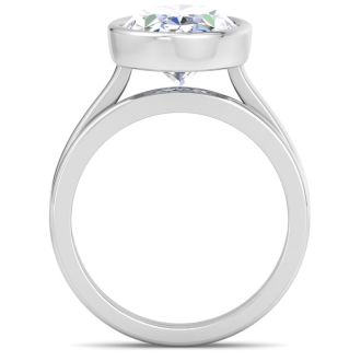 5 Carat Oval Shape Lab Grown Diamond Ring In Sterling Silver, Solitaire