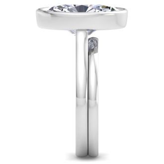 5 Carat Oval Shape Lab Grown Diamond Ring In Sterling Silver, Solitaire