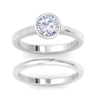 1 Carat Round Shape Lab Grown Diamond Ring In Sterling Silver, Solitaire