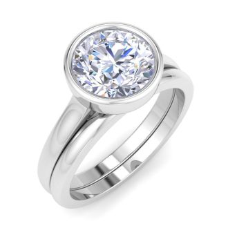 2 Carat Round Shape Lab Grown Diamond Ring In Sterling Silver, Solitaire