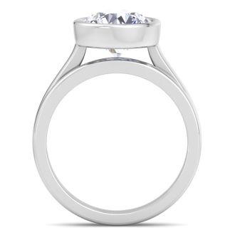 3 Carat Round Shape Lab Grown Diamond Ring In Sterling Silver, Solitaire