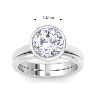 3 Carat Round Shape Lab Grown Diamond Ring In Sterling Silver, Solitaire