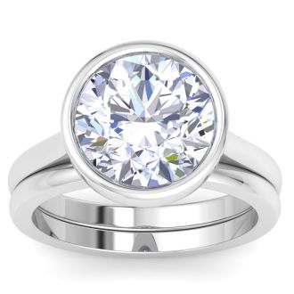 5 Carat Round Shape Lab Grown Diamond Ring In Sterling Silver, Solitaire