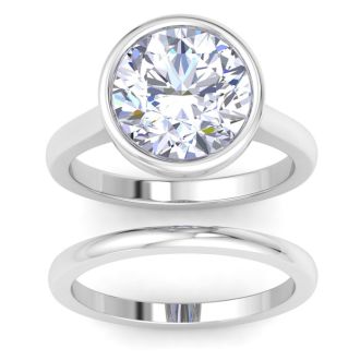 5 Carat Round Shape Lab Grown Diamond Ring In Sterling Silver, Solitaire