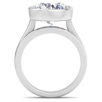 5 Carat Round Shape Lab Grown Diamond Ring In Sterling Silver, Solitaire