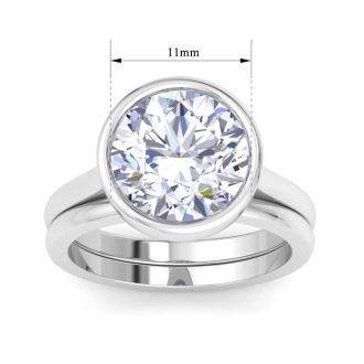 5 Carat Round Shape Lab Grown Diamond Ring In Sterling Silver, Solitaire