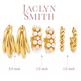 Jaclyn Smith Elegant Gold Hoop Earrings Set of 3