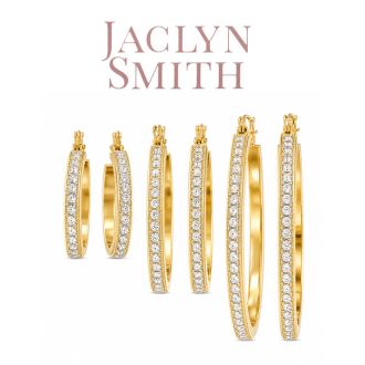 Jaclyn Smith Crystal Hoop Earrings Set of 3