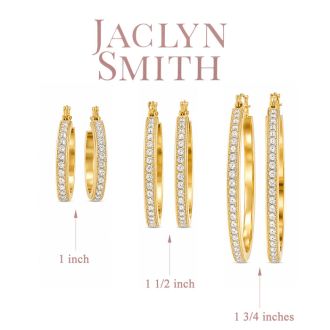 Jaclyn Smith Crystal Hoop Earrings Set of 3