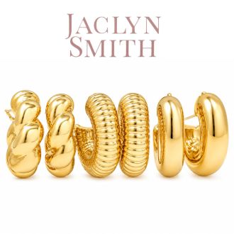 Jaclyn Smith Thick Tube Gold Hoop Earrings Set of 3