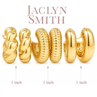 Jaclyn Smith Thick Tube Gold Hoop Earrings Set of 3