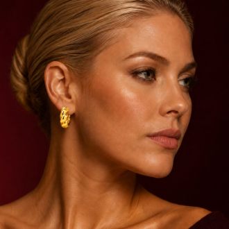 Jaclyn Smith Thick Tube Gold Hoop Earrings Set of 3