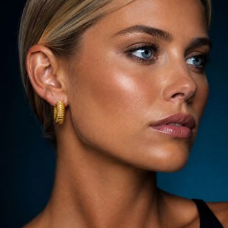 Jaclyn Smith Thick Tube Gold Hoop Earrings Set of 3