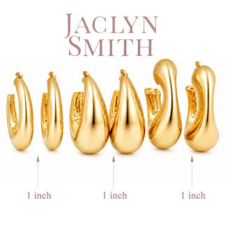 Jaclyn Smith Modern Gold Hoop Earrings Set of 3