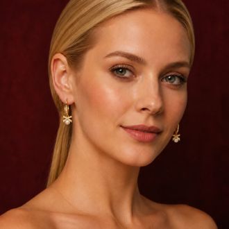 Jaclyn Smith Bow Pearl Drop Earrings In Gold