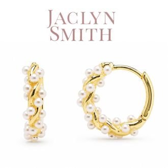 Jaclyn Smith Dainty Pearl Hoop Earrings In Gold