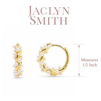 Jaclyn Smith Dainty Pearl Hoop Earrings In Gold