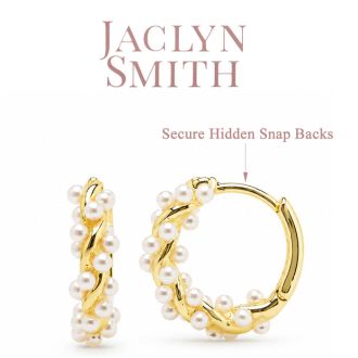 Jaclyn Smith Dainty Pearl Hoop Earrings In Gold