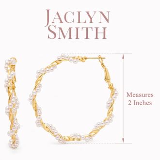 Jaclyn Smith Large Pearl Hoop Earrings In Gold