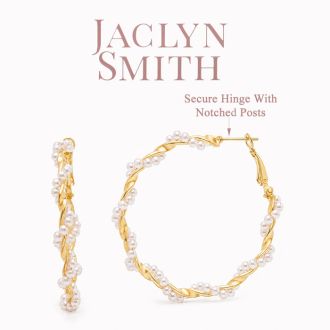 Jaclyn Smith Large Pearl Hoop Earrings In Gold