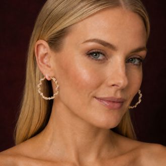 Jaclyn Smith Large Pearl Hoop Earrings In Gold