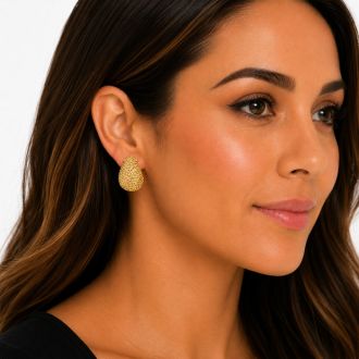 Jaclyn Smith Textured Statement Earrings In Gold