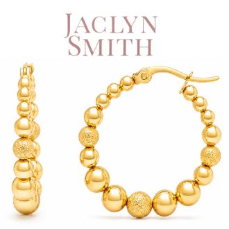 Jaclyn Smith Beaded Hoop Earrings In Gold