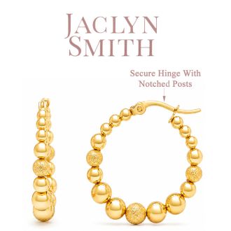Jaclyn Smith Beaded Hoop Earrings In Gold