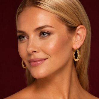 Jaclyn Smith Chain Link Hoop Earrings In Gold