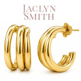 Jaclyn Smith Thick Tri Hoop Earrings In Gold