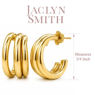 Jaclyn Smith Thick Tri Hoop Earrings In Gold