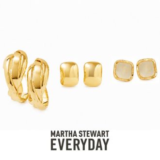 Martha Stewart Everyday Gold Hoop and Stud Earrings Set of 3