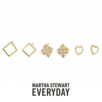 Martha Stewart Everyday Gold Stud Earrings Set of 3