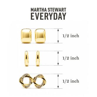 Martha Stewart Everyday Classic Gold Hoop and Stud Earrings Set of 3