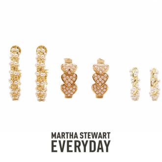 Martha Stewart Everyday Gold Pearl Hoop Earrings Set of 3
