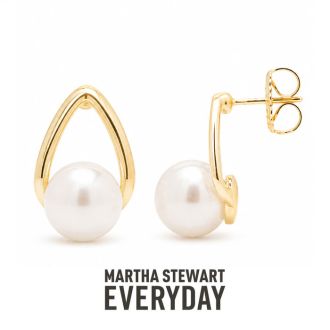 Martha Stewart Everyday Pearl Drop Earrings In Gold