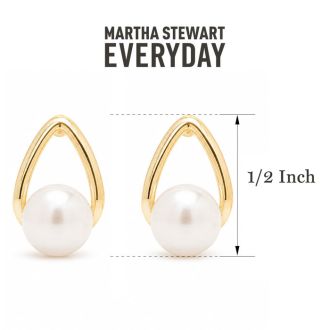 Martha Stewart Everyday Pearl Drop Earrings In Gold