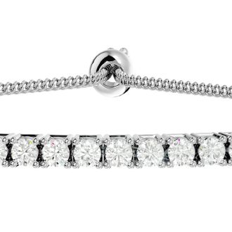 1 Carat Diamond Bolo Tennis Bracelet In Sterling Silver, Adjustable 6-9 inches