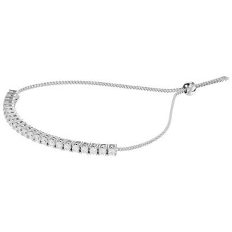 1 Carat Diamond Bolo Tennis Bracelet In Sterling Silver, Adjustable 6-9 inches