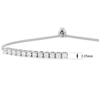 1 Carat Diamond Bolo Tennis Bracelet In Sterling Silver, Adjustable 6-9 inches