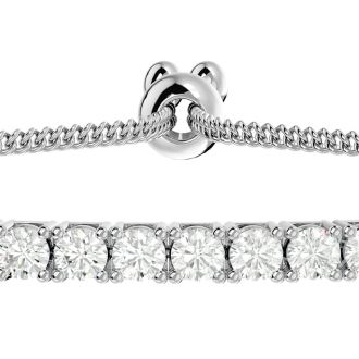 2 Carat Diamond Bolo Tennis Bracelet In Sterling Silver, Adjustable 6-9 inches