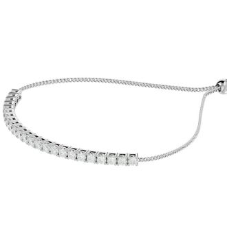 2 Carat Diamond Bolo Tennis Bracelet In Sterling Silver, Adjustable 6-9 inches