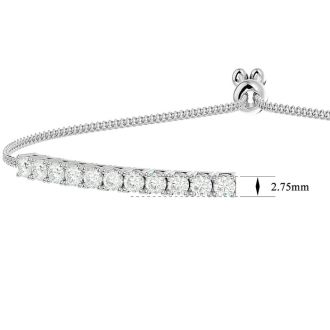 2 Carat Diamond Bolo Tennis Bracelet In Sterling Silver, Adjustable 6-9 inches