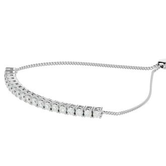 3 Carat Diamond Bolo Tennis Bracelet In Sterling Silver, Adjustable 6-9 inches


