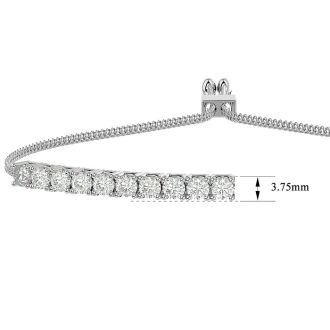 3 Carat Diamond Bolo Tennis Bracelet In Sterling Silver, Adjustable 6-9 inches


