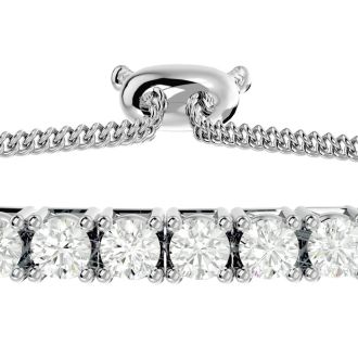 4 Carat Diamond Bolo Tennis Bracelet In Sterling Silver, Adjustable 6-9 inches


