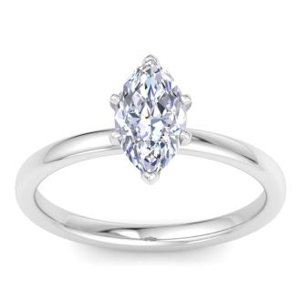 1 Carat Marquise Shape Lab Grown Diamond Ring In Sterling Silver, Solitaire
